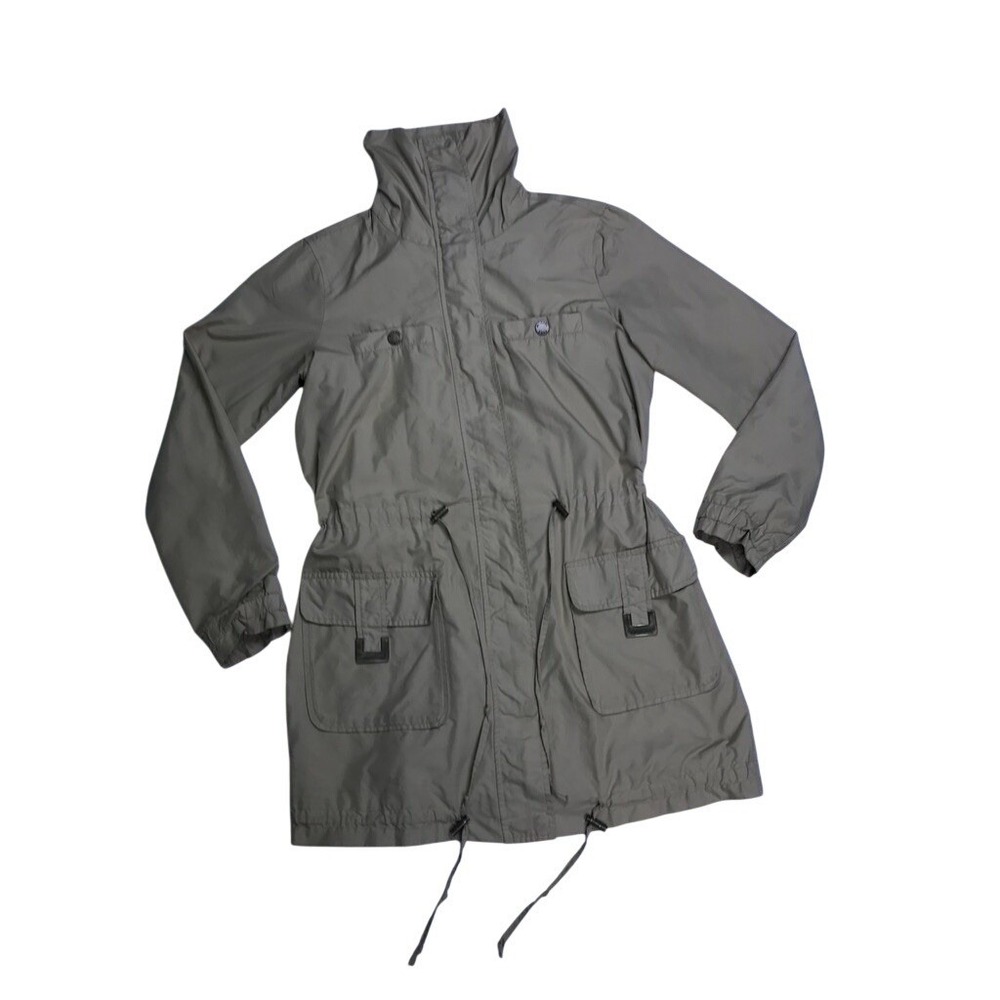 Michael Kors Anorak Jacket Womens Small Tan Good‎ Utility Drawstring Waist Coat